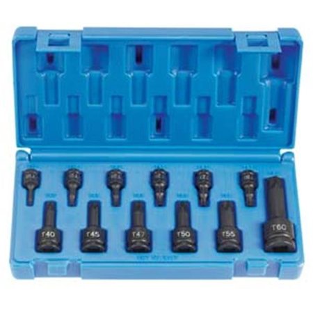 GREY PNEUMATIC Grey Pneumatic GY1234T 12 Pieces Assorted Drive Int. Star Impact Driver Set GY1234T